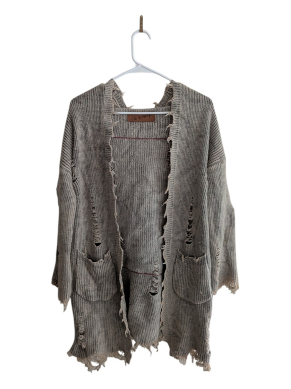 The Nu Vintage Distressed Hooded Cardigan M Skull Roses Y2K Grunge Made USA - Picture 3 of 7